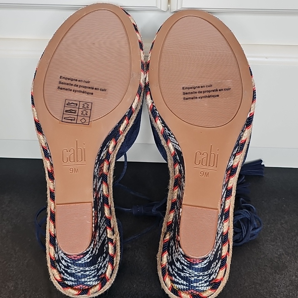 CAbi Isla Espadrille Navy Wedge Sandals - Size 9  - Picture 6 of 6